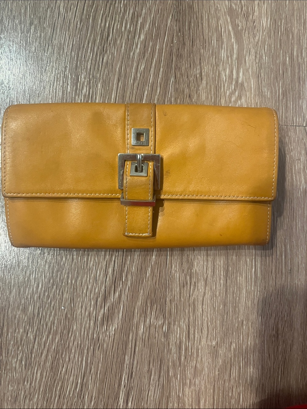 Perlina Mustard Yellow Leather Buckle Wallet